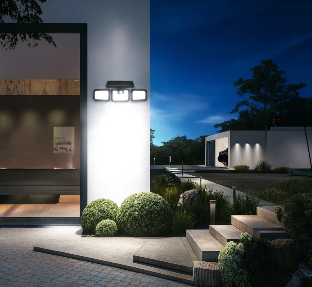 Faro Faretto Lampada Luce Fredda Led Pannello Solare Sensore Crepuscolare