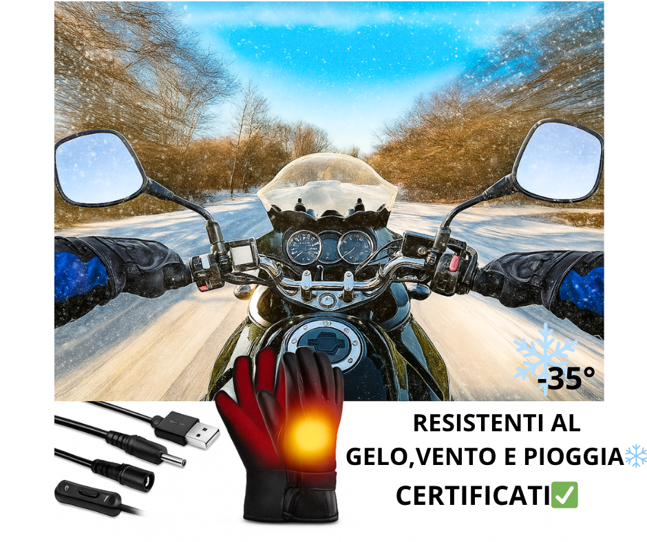 GUANTI INVERNALI MOTO SCOOTER SCI SPORT IMPERMEABILI RISCALDANTI CON PROTEZIONE