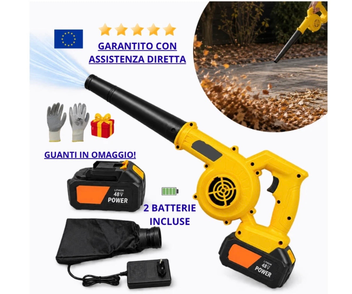 SOFFIATORE A BATTERIA 2 BATTERIE SOFFIAFOGLIE 6 VELOCITÀ GIARDINO PORTATILE