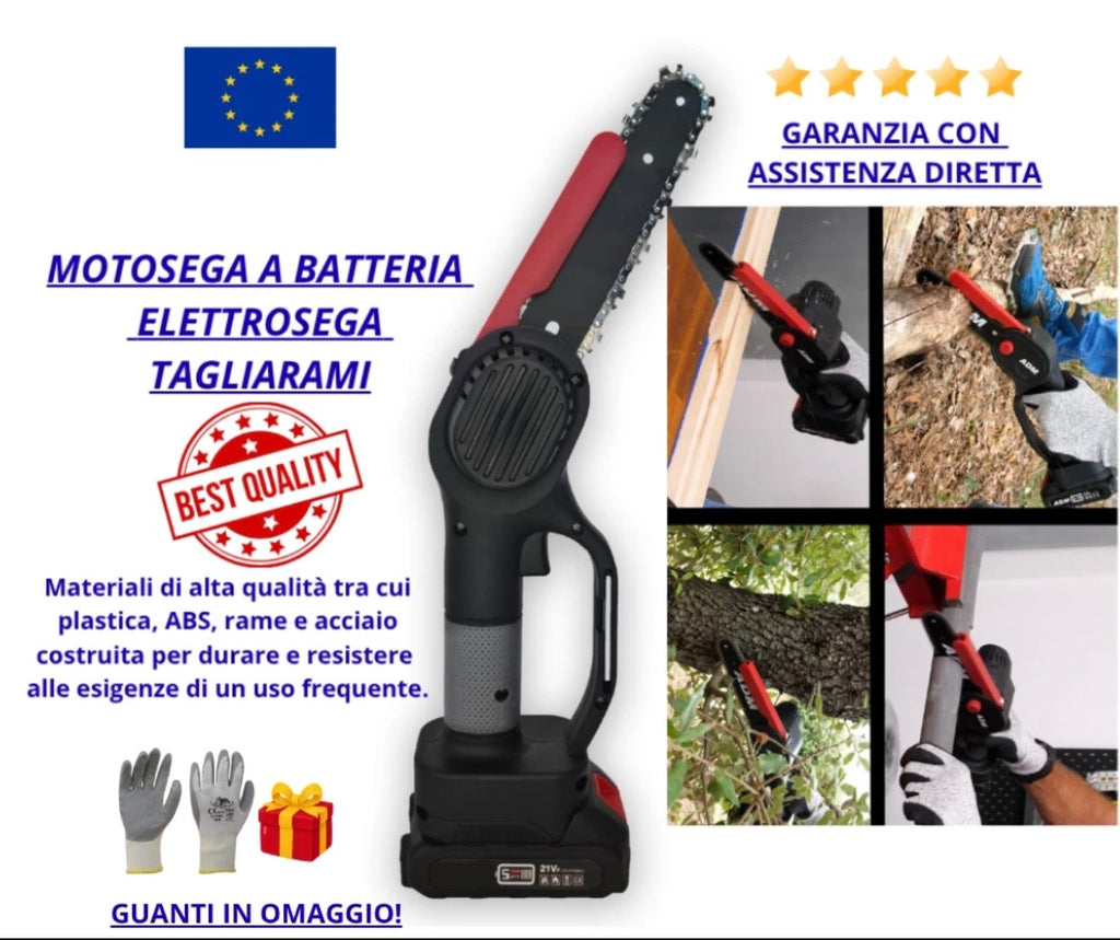 MOTOSEGA A BATTERIA 48V 6 e 8 POLLICI LUBRIFICATA OLIO ELETTROSEGA TAGLIARAMI