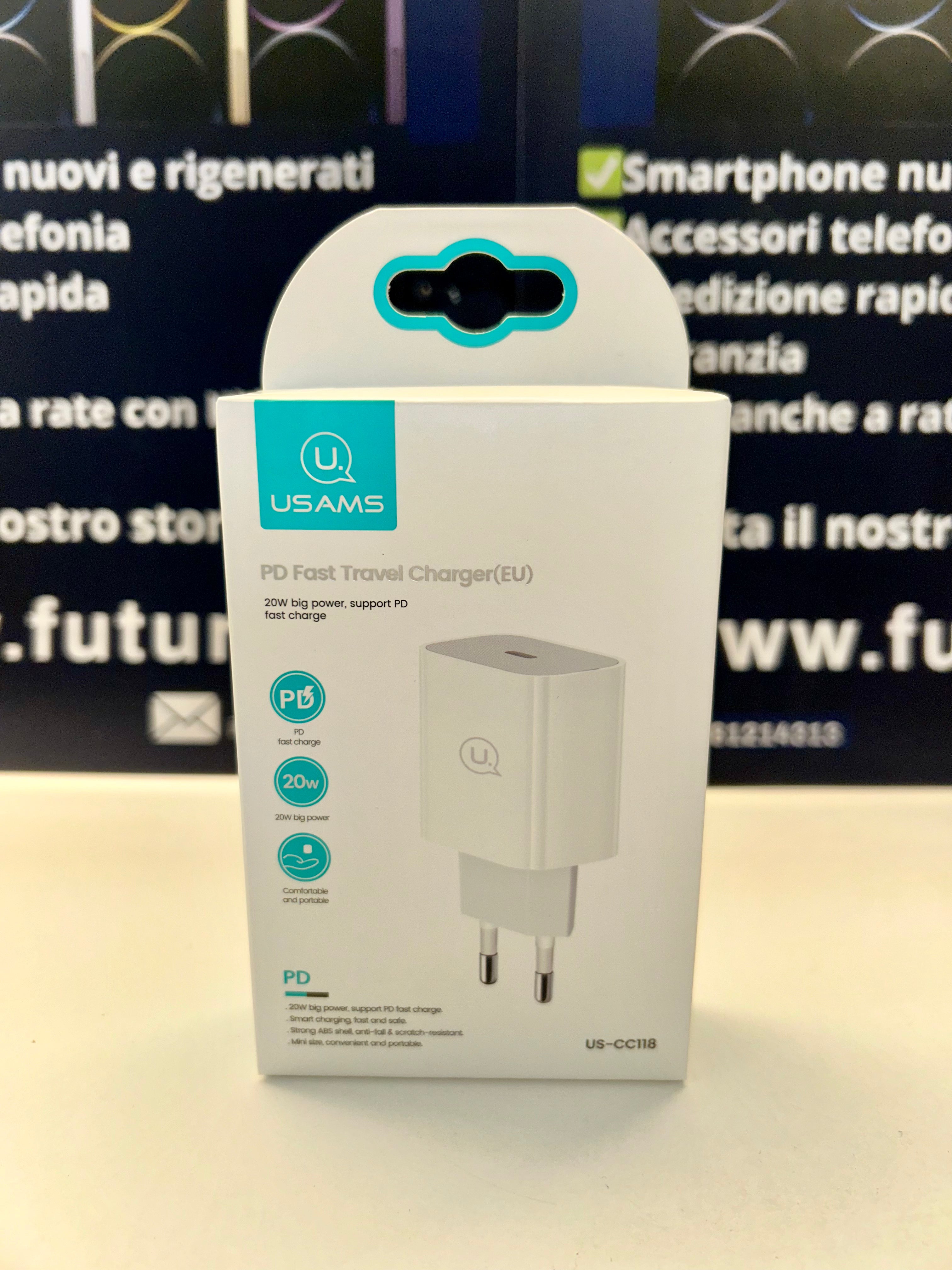 CARICABATTERIE A CARICA VELOCE TYPE-C BIANCO 30W USAMS