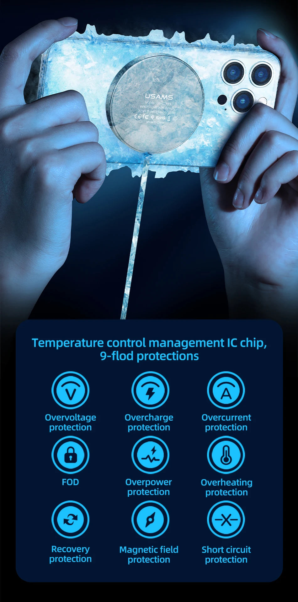Caricabatterie Wireless MAGNETICO in Alluminio